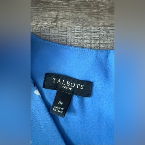 NEW! Talbots Scattered Floral Tie Front Midi Dress 6 Petite Daisy Blue Wedding - Picture 7 of 8